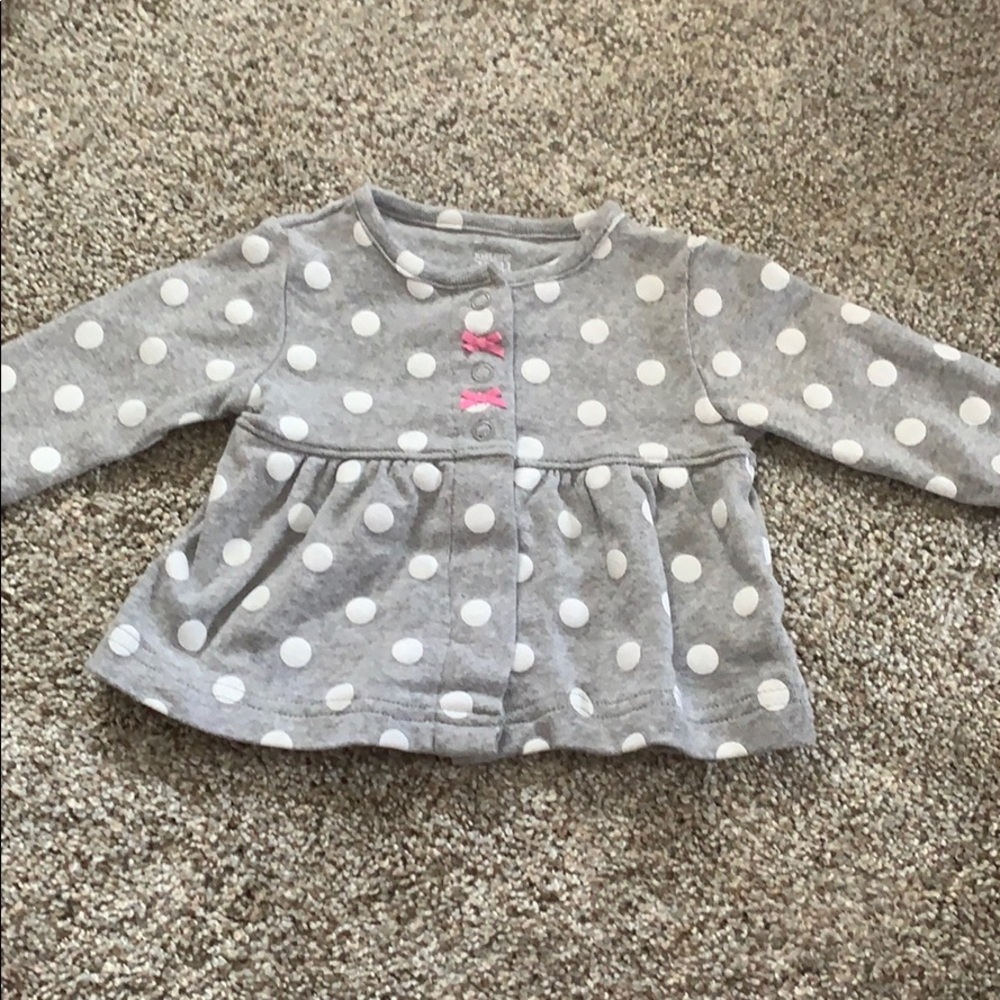 Carters gray sweater with white polka dots 3 month